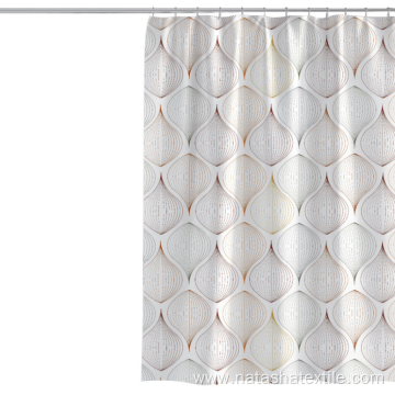 Simple non-perforated printed polyester shower curtain
